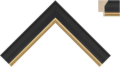 30mm Reverse high back smooth black with split gold line