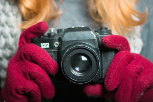 Women holding camera