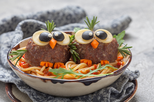 Owls made out of meatballs