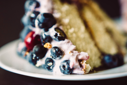 Close up of blueberry cake