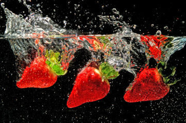 strawberry splash food photography 